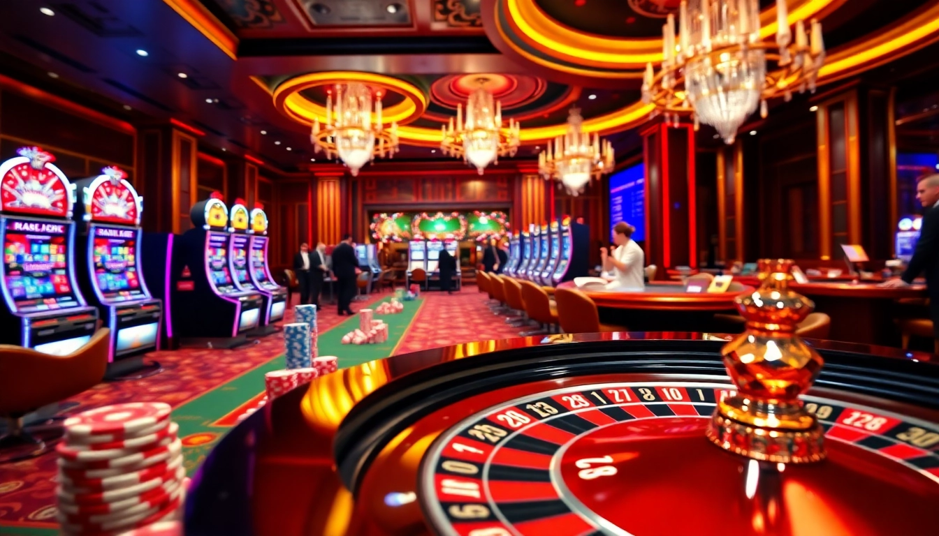 Experience a thrilling game at LV88 casino with vibrant roulette and elegant poker tables.