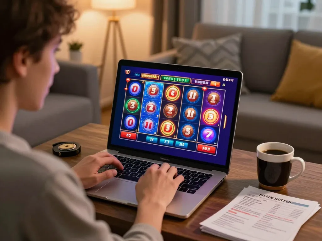 VU88 players enjoying an exciting online slot game with cozy home setup highlights.
