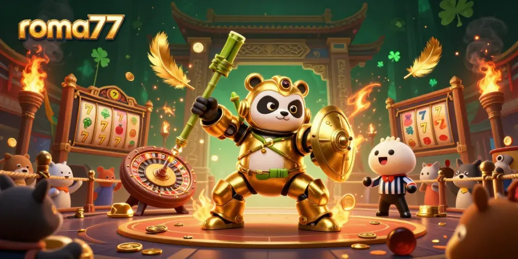 Slot yang menawan di arena casino virtual roma77 dengan panda emas menampilkan aksi menakjubkan, emas bertebaran.