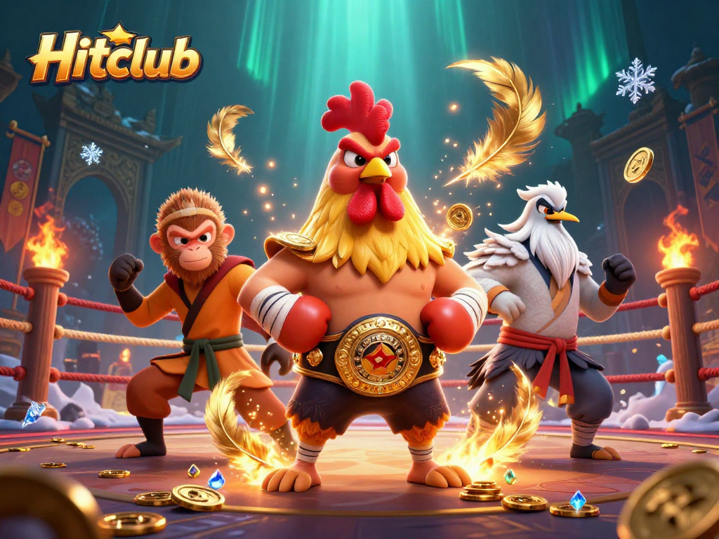 Hitclub showcases a dynamic 3D illustration of fierce characters in an engaging online casino atmosphere.