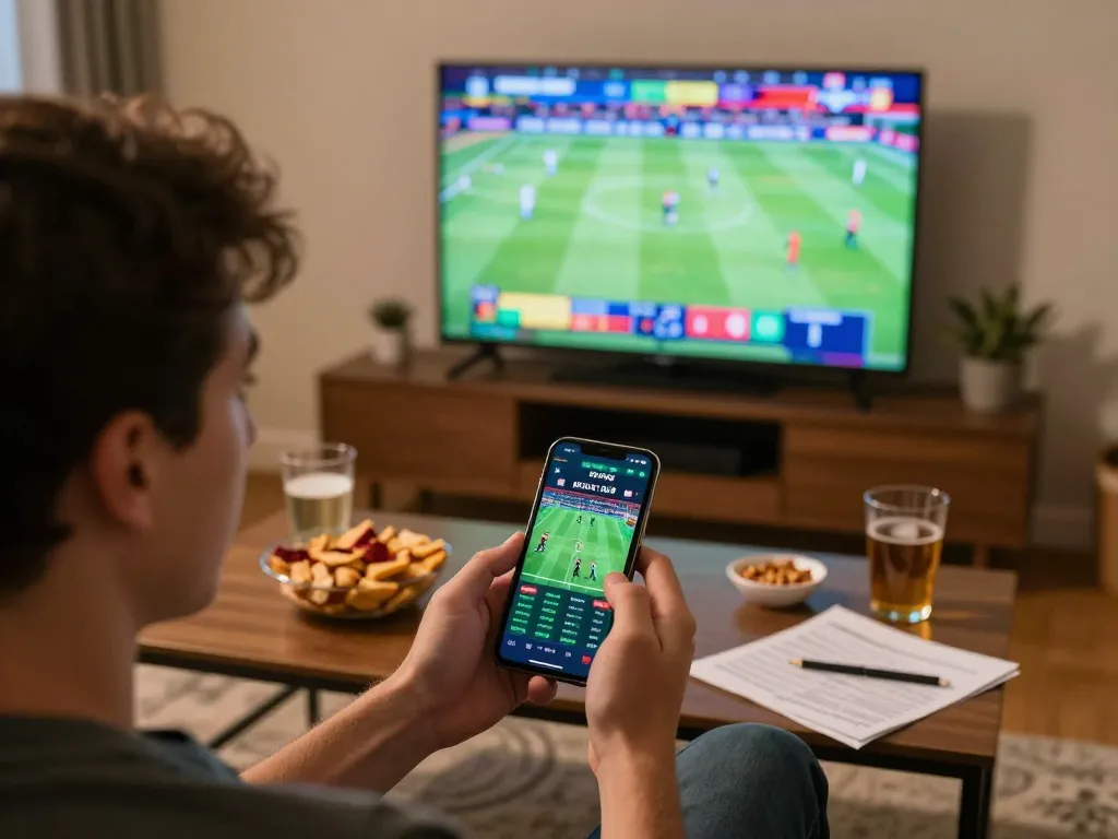 SIN88 user engaging in dynamic online sports betting while tracking live games on smartphone.
