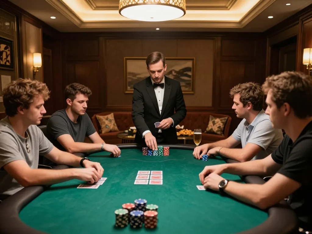 Dafabet poker players engaged in a high-stakes game, showcasing intense focus and strategic gameplay.