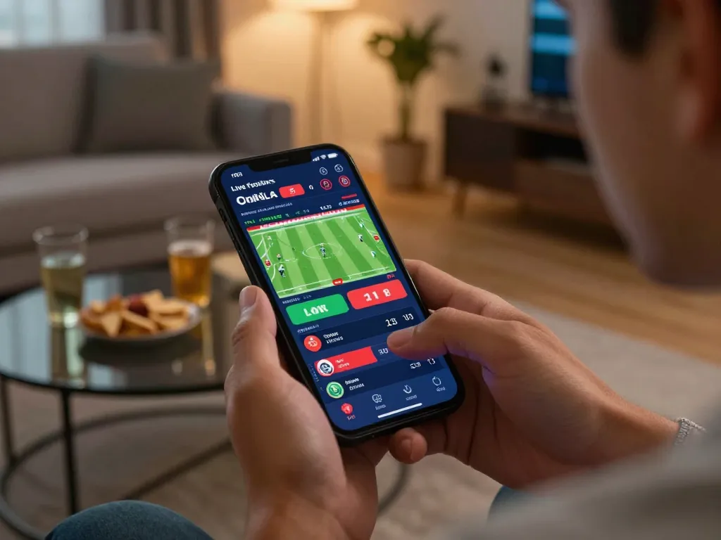 Engaging in live football betting on SHBET app, demonstrating real-time odds and strategic gameplay.
