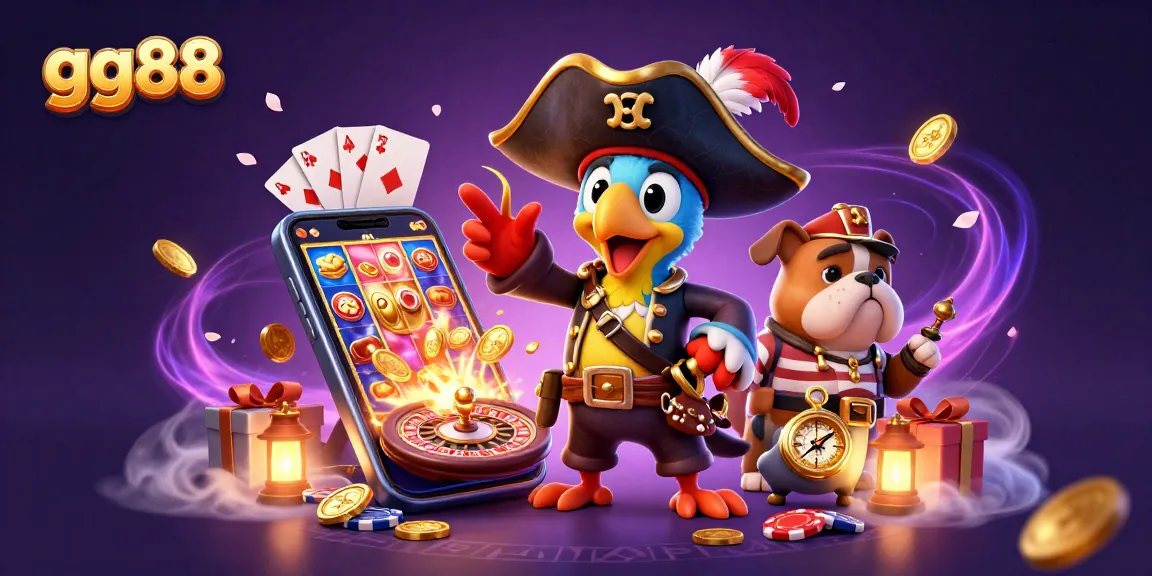 Play thrilling lottery games with gg88 featuring a lively pirate crew and vibrant game elements.