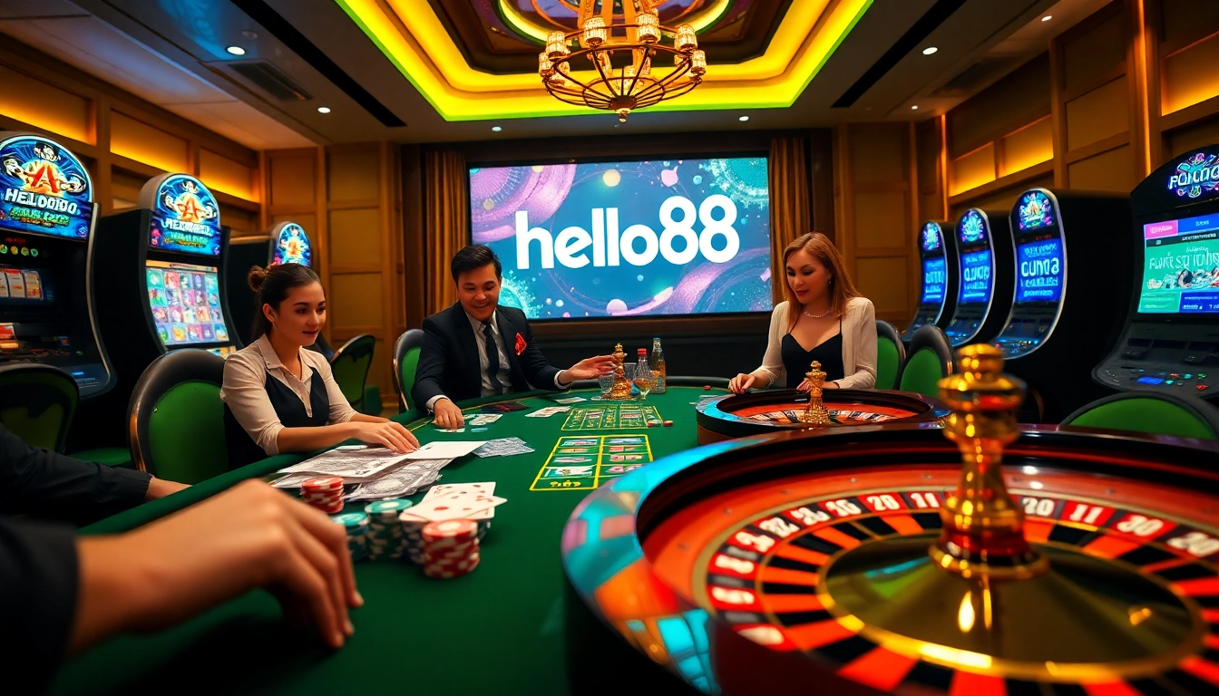 Engage in thrilling casino games at hello88 with vibrant poker tables and lively players.