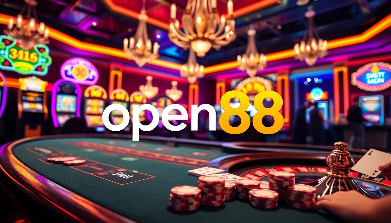 Experience excitement at open88 casino with vibrant slot machines and poker games.