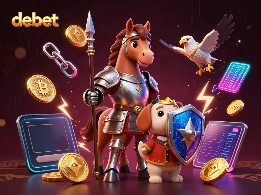 Engage with debet's exciting gaming atmosphere featuring vibrant 3D elements and characters.