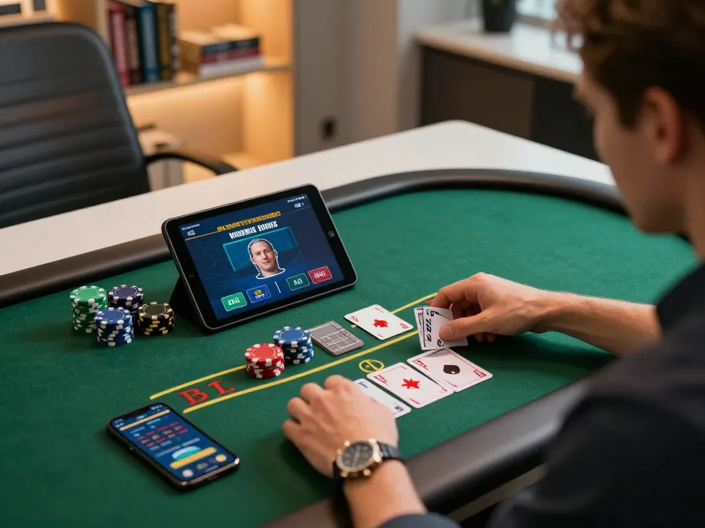 Engaging in C168 mobile blackjack gameplay while managing bankroll strategies in a modern office.
