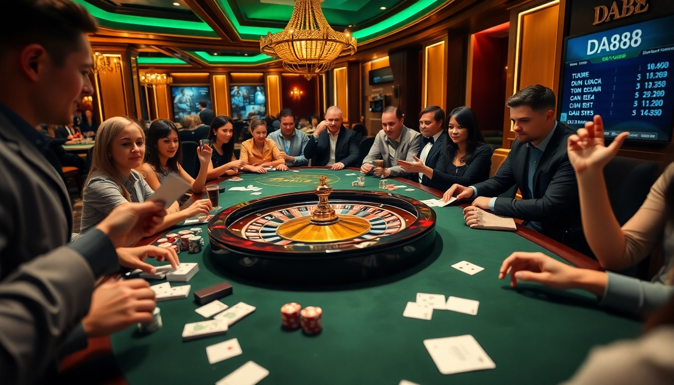 Exciting casino scene with DA88 odds featured on a luxurious gaming table