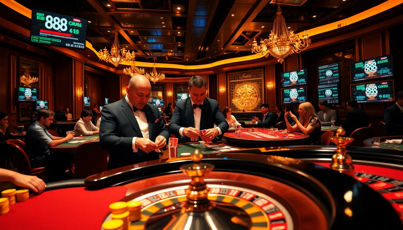 Experience the excitement of live poker at 888P casino with chips and vibrant cards.