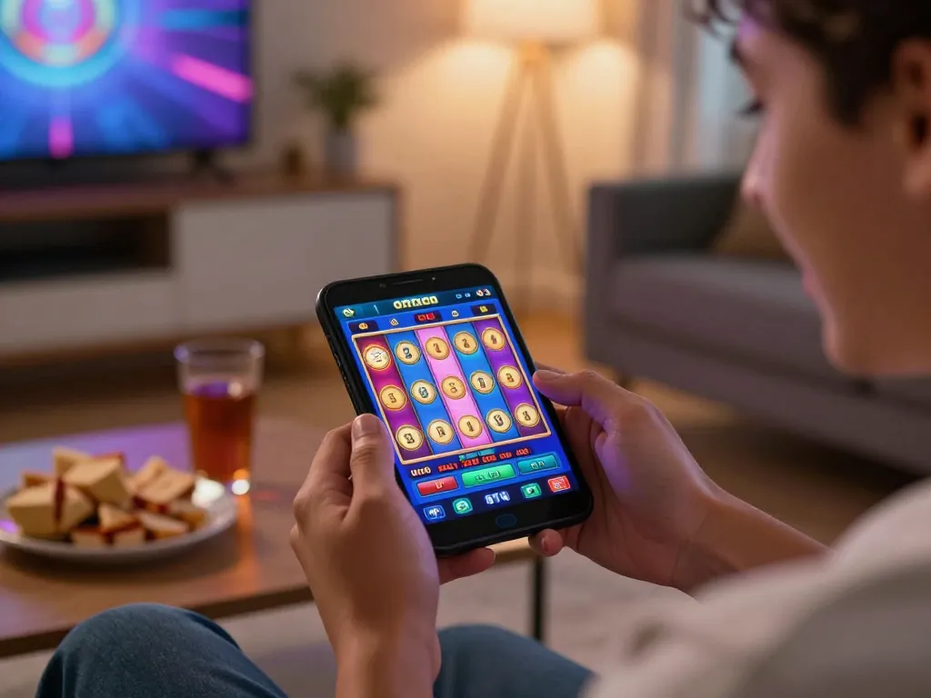 Enjoying the thrills of 88fc online gaming on a mobile app, showcasing vibrant slots and excitement.