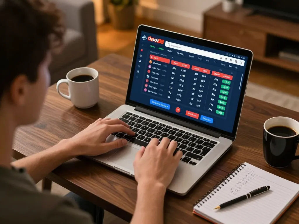 Engaged player placing bets on da ga88 online platform at home, showcasing a lively gaming atmosphere.
