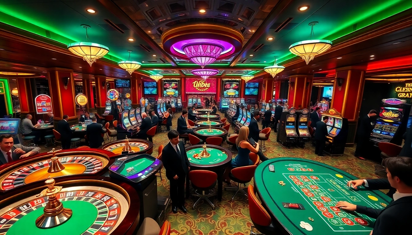 Exciting U888 casino scene with players enjoying roulette and slots, showcasing a vibrant gaming atmosphere.