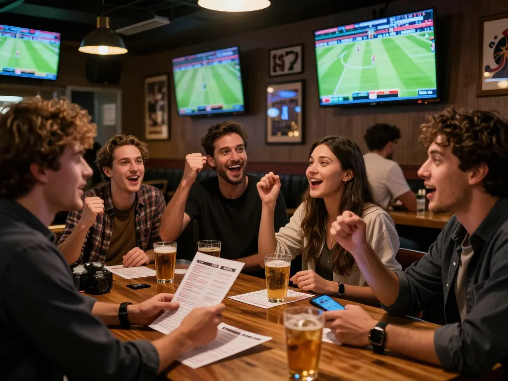 Fun sports betting moment with friends using the keobongda app to place bets.