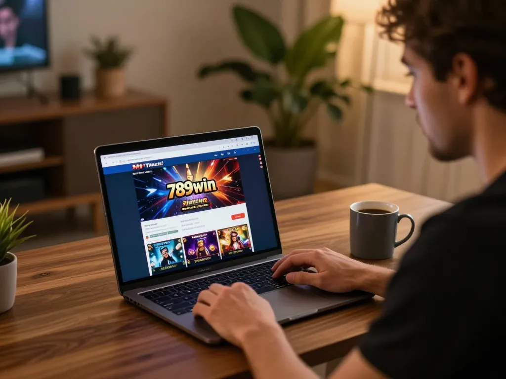 Engaging gameplay on the 789win link interface, showcasing a relaxing home gaming environment.