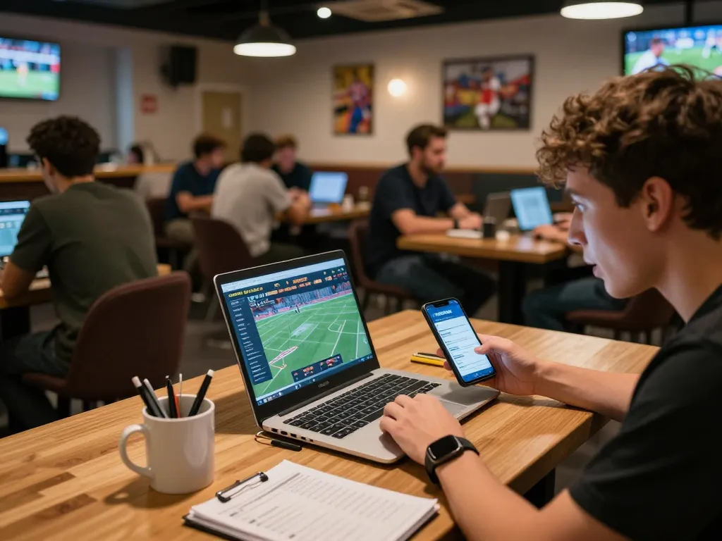 Engaged bettor analyzing odds on THABET online platform with strategic notes.