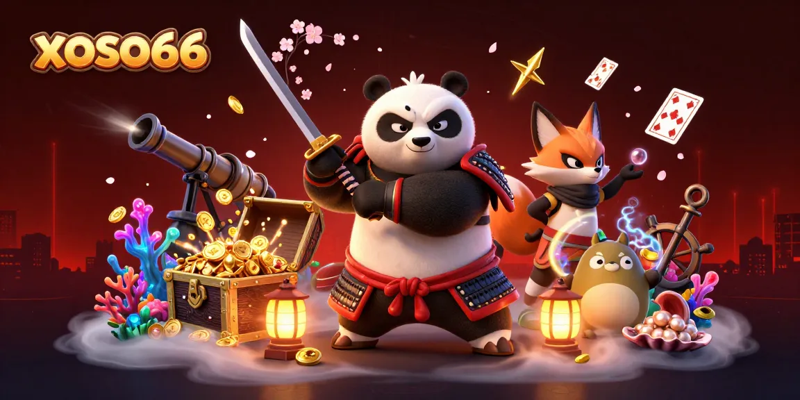 Experience thrilling entertainment at xoso66 with samurai panda and ninja fox in a vibrant casino adventure.