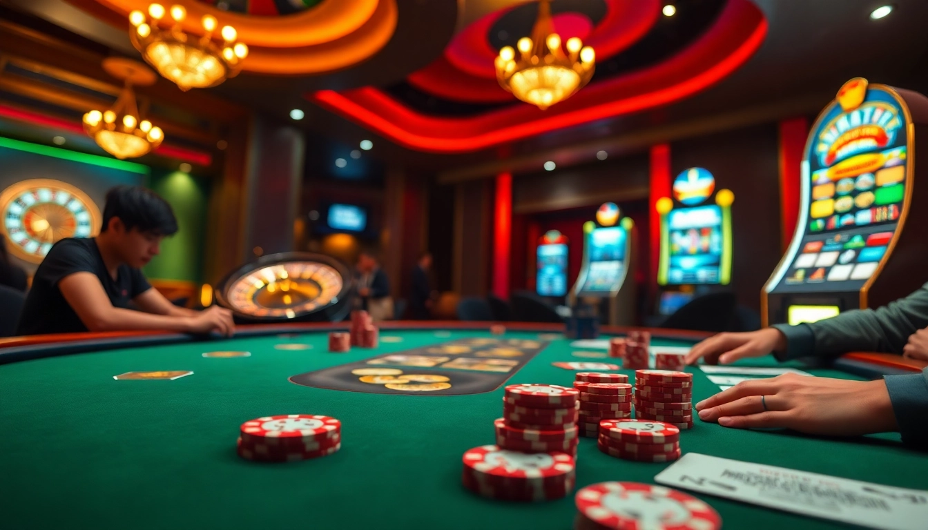 Play engaging poker at gg88.video, featuring vibrant chips and an exciting casino atmosphere.