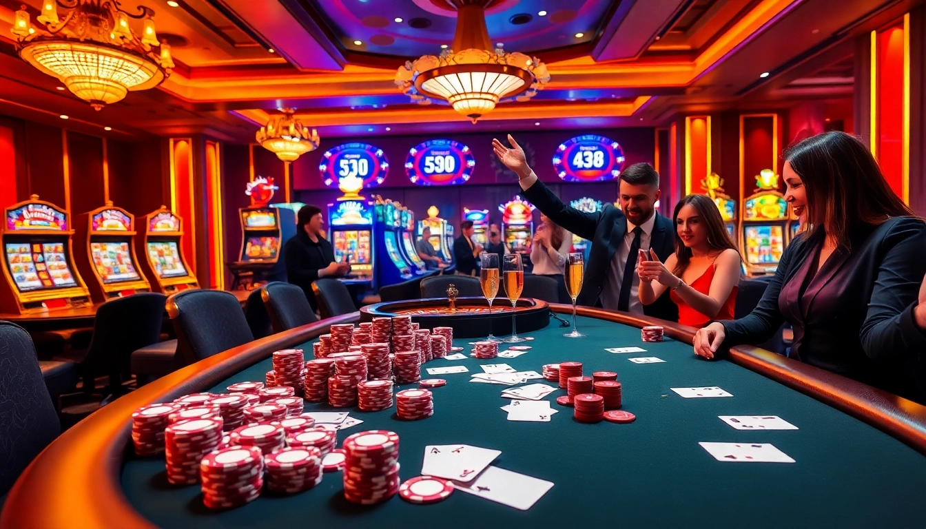Experience high-stakes gaming at nn88 with vibrant poker tables and exciting slot machines.