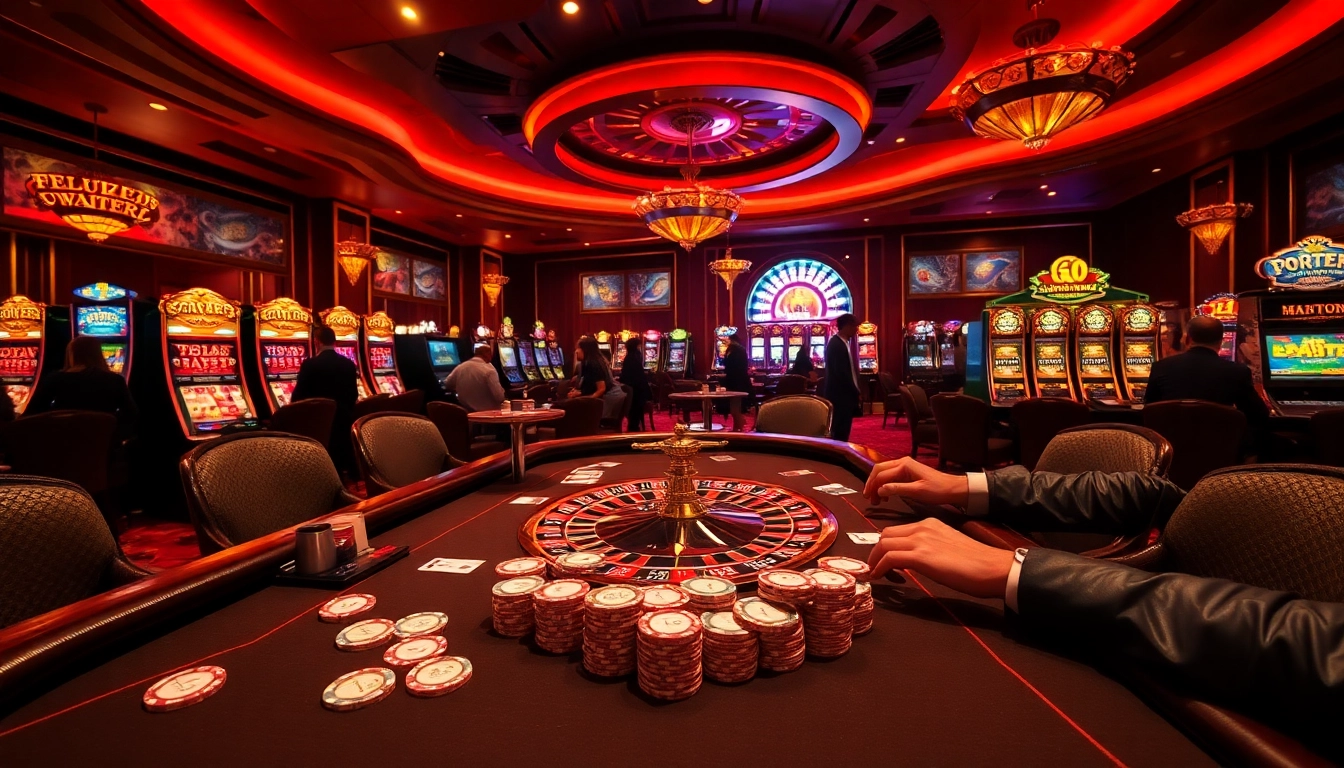 Experience the thrill of gambling at https://s8.boston/ with an exquisite poker table and vibrant slot machines.