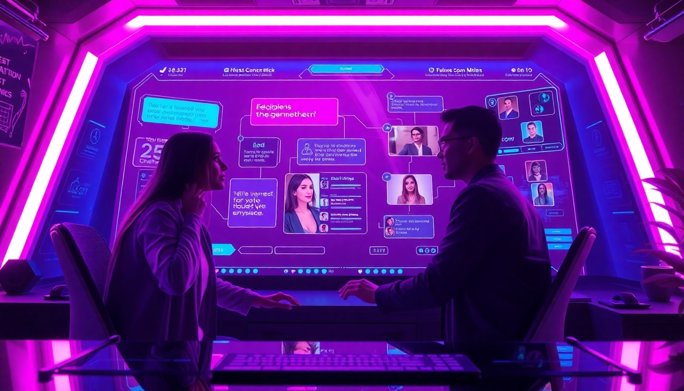 Engaging sex AI chat interface showcasing vibrant colors and lifelike avatars in dynamic conversation.