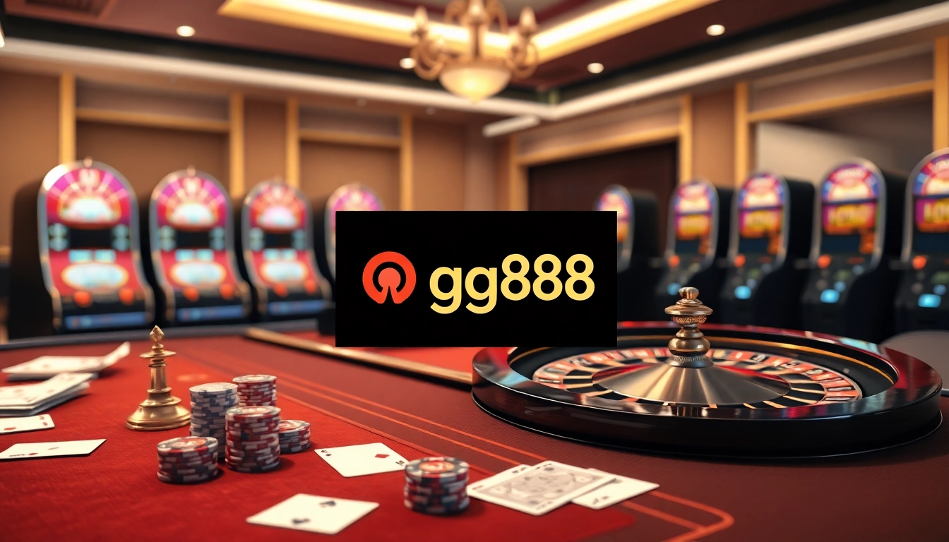 Experience the thrill of online gaming at nhà cái gg88 with elegant casino tables and vibrant roulette wheels.