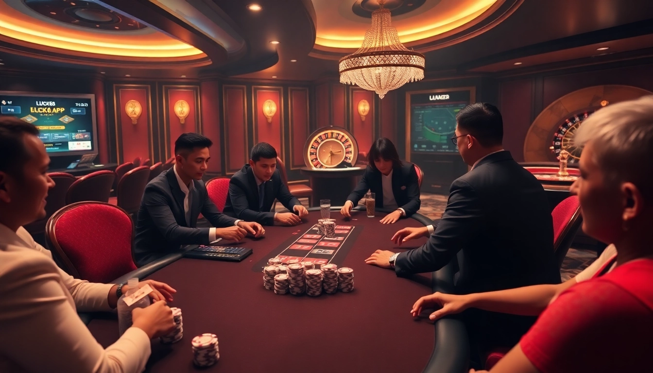 Players enjoying a high-stakes game with the LUCK8 APP interface displayed prominently.
