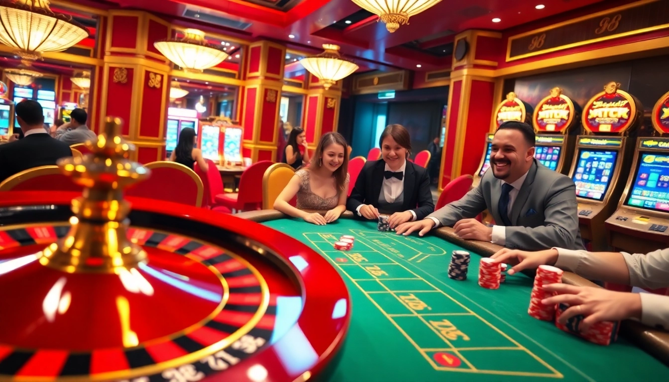 BEM88 players engaging in an exciting casino experience with roulette and blackjack.