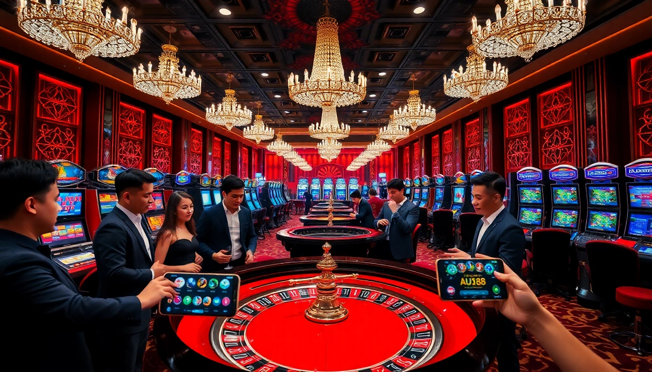 Engage in exciting gameplay with Link vào AU88 while enjoying the thrilling atmosphere of a luxurious casino.