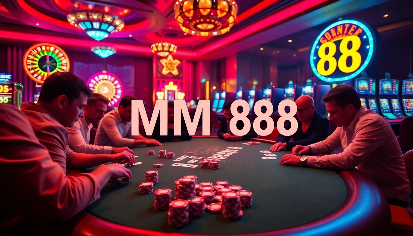 Engage in the excitement of MM 88 with vibrant casino action at a luxurious poker table.